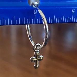 Brighton silver earrings with gold cross dangles